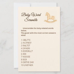 Lámina Boho Western Rocse Horse Baby Word Scramble
