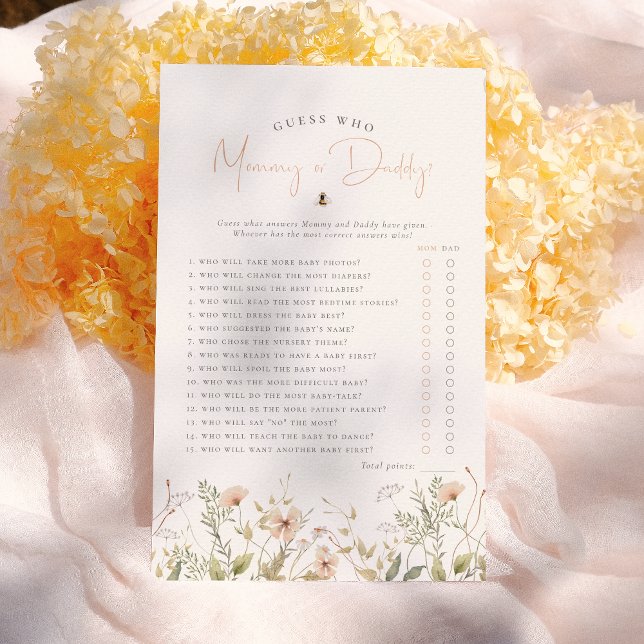 Lámina Boho Wildflower Adivinan quién juego de Baby Showe (Subido por el creador)