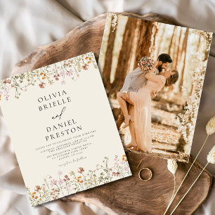 Lámina Boho Wildflower Beige Foto Boda Jardín