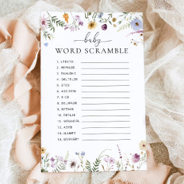 Lámina Boho Wildflower Juego de Baby Shower Word Scramble