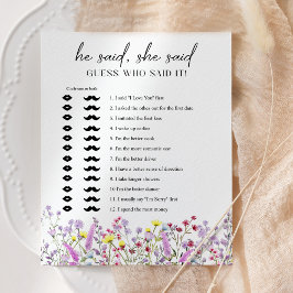 Lámina Boho Wildflower Shower Dijo Que Dijo Juego