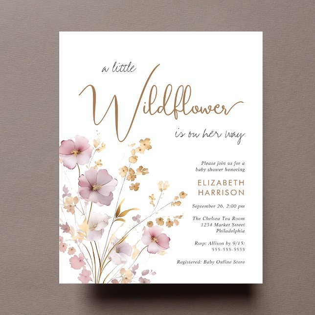 Lámina Boho Wildflower Watercolor Bebé Chica Invitación a (Subido por el creador)