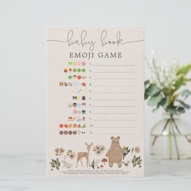 Lámina Boho Woodland, juego de Baby Shower de doble cara (Anverso de pie)