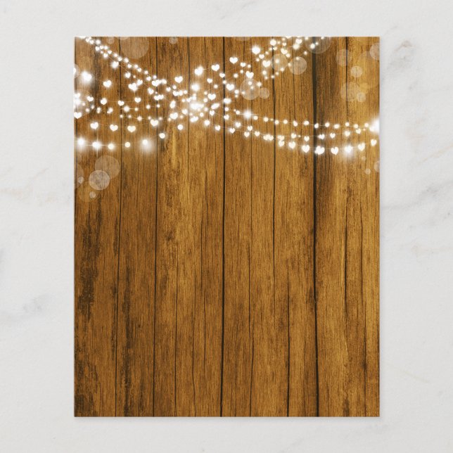 Lámina Bokeh Heart Lights & Wood Grain Scrapbook Paper (Anverso)