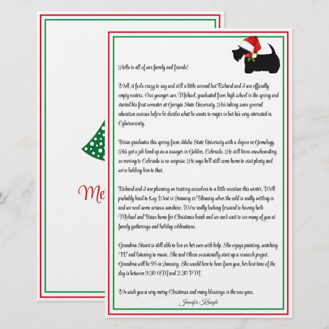 Lámina Boletín de Navidades personalizados de Scottie Ter (Anverso / Reverso)