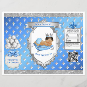 Lámina Bolsa de Chips Azul y Plateado Prince Royal Baby