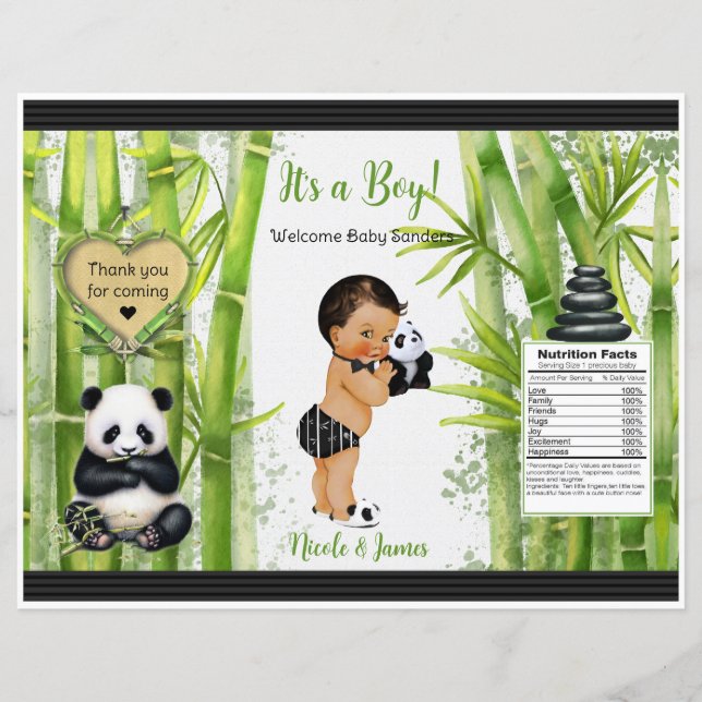 Lámina Bolsa de Chips Tema Panda Bambú Niño (Anverso)