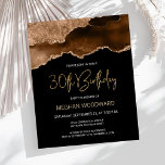 Lámina Bolsa de Oro de Mocha 30 cumpleaños<br><div class="desc">En esta moderna invitación de cumpleaños número 30 se puede apreciar una acuarela de agate gede en ricos tonos de mocha marrón con finas notas de purpurina de oro. Las palabras "Cumpleaños 30" aparecen en falso purpurina de oro en letra decorativa moderna de escritura a mano. Personalizar con el nombre...</div>
