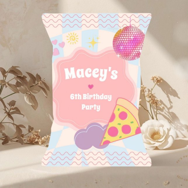 Lámina Bolsa de Papas Fritas Favor de Cumpleaños Fiesta d (pizza party chip bag, pizza birthday favor bag, retro pizza party favors, groovy pizza birthday, kid)