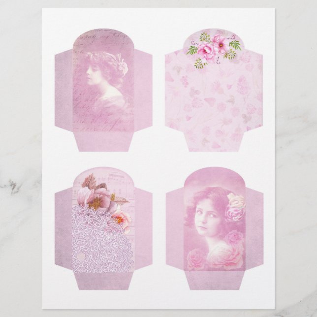 Lámina Bolsillos de cuadernillos de chapa de flores rosad (Anverso)