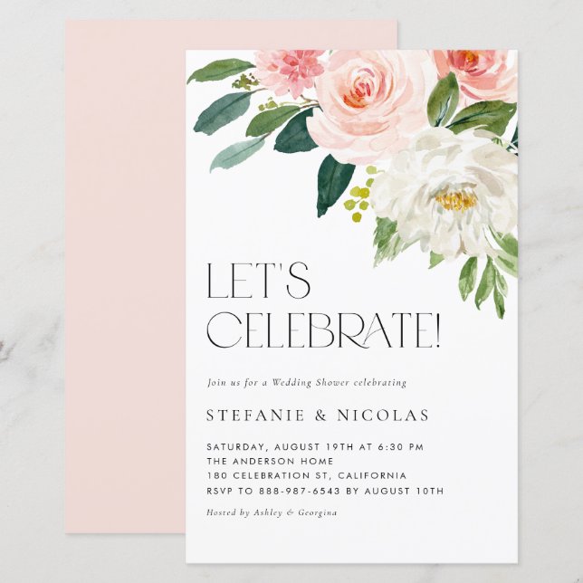 Lámina Bonito acuarela Jardín Flores Boda Ducha (Anverso / Reverso)