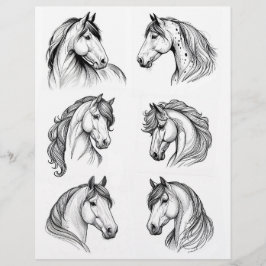 Lámina Bonito B&W Horse Head Line Art Drays