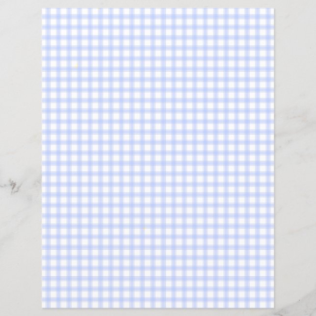 Lámina Bonito Baby Blue Plaid Gingham Scrapbook Paper (Anverso)