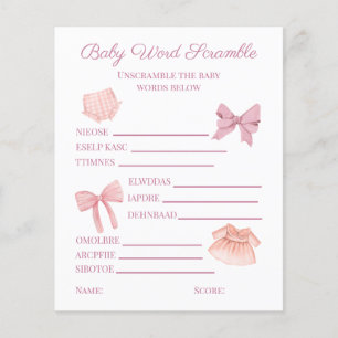 Lámina Bonito Chica rosa Baby Shower Word Scramble