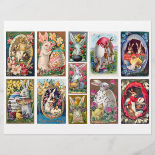 Lámina Bonito conjunto de postales para conejitos de Pasc