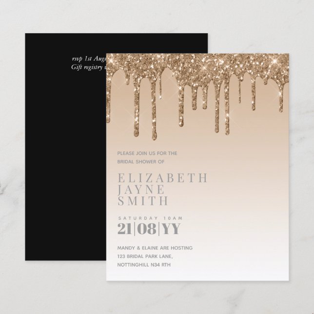 Lámina BONITO de PRESUPUESTO Girly Bridal Shower invita a (Anverso / Reverso)