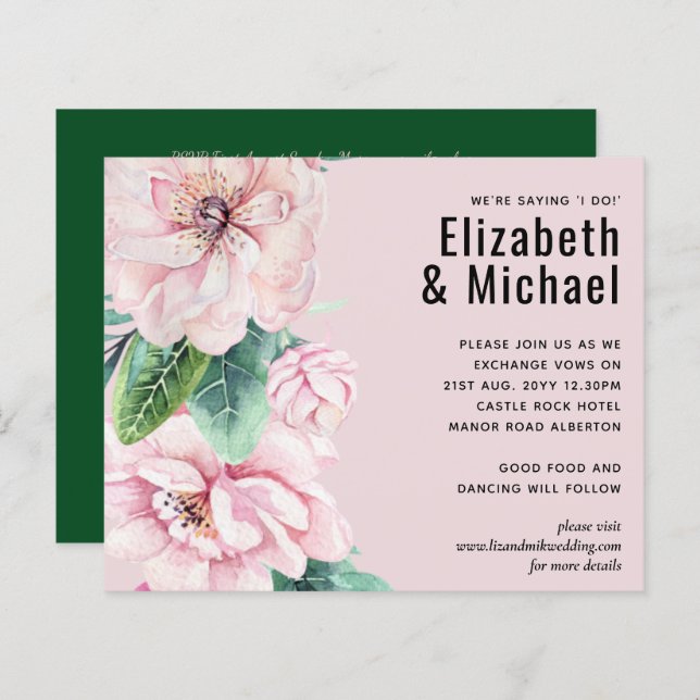 Lámina Bonito Floral Verde Salto Presupuesto Boda (Anverso / Reverso)