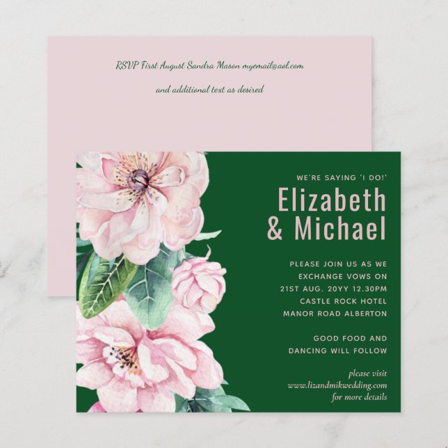 Lámina Bonito Floral Verde Salto Presupuesto Boda (Anverso / Reverso)