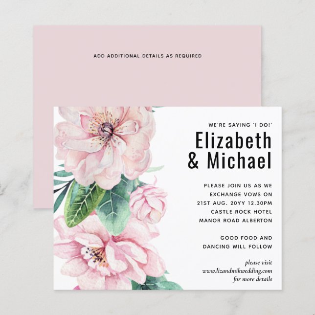 Lámina Bonito Floral Verde Salto Presupuesto Boda (Anverso / Reverso)