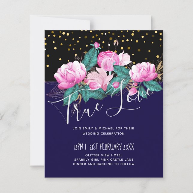 Lámina Bonito Girly Pink Black Gold Boda (Anverso)