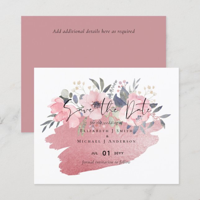 Lámina Bonito Girly Rosegold Floral Glam Boda (Anverso / Reverso)