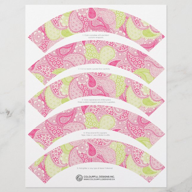 Lámina Bonito Paisley Cupcake Wraps (Anverso)