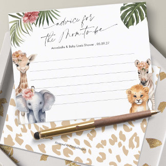 Lámina Bonito Safari Cute Animals Consejos para las tarje
