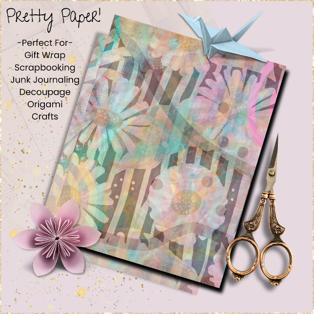 Lámina Bonito Vintage Daisies (Pretty Vingage Daisies Paper for scrapbooking, junk journaling, decoupage, origami and crafts.)