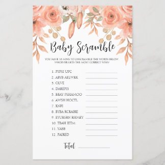 Lámina Bonito Watercolor Spring Word Scramble Baby Shower