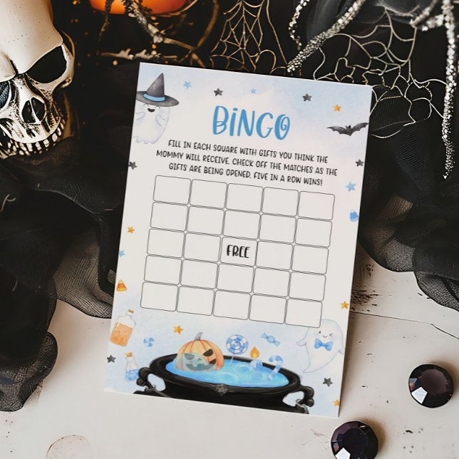 Lámina Boo-oy Halloween Juego de Bingo Baby Shower (Blue Oh Sheet Baby Shower Bingo Game)