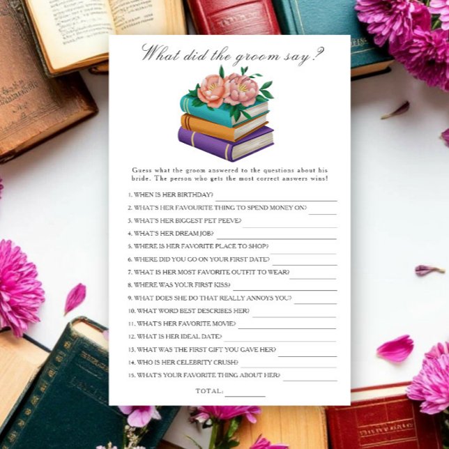 Lámina Books Bridal shower What did the groom say game (Subido por el creador)