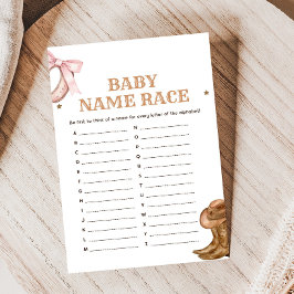 Lámina Boots and Bows Gender Reveal Baby Name Race Game
