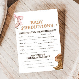 Lámina Boots and Bows Gender Reveal Baby Predictions Game