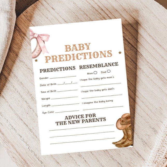 Lámina Boots and Bows Gender Reveal Baby Predictions Game (Western Boots and Bows Game)