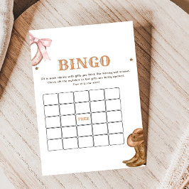 Lámina Boots and Bows Gender Reveal Bingo Game