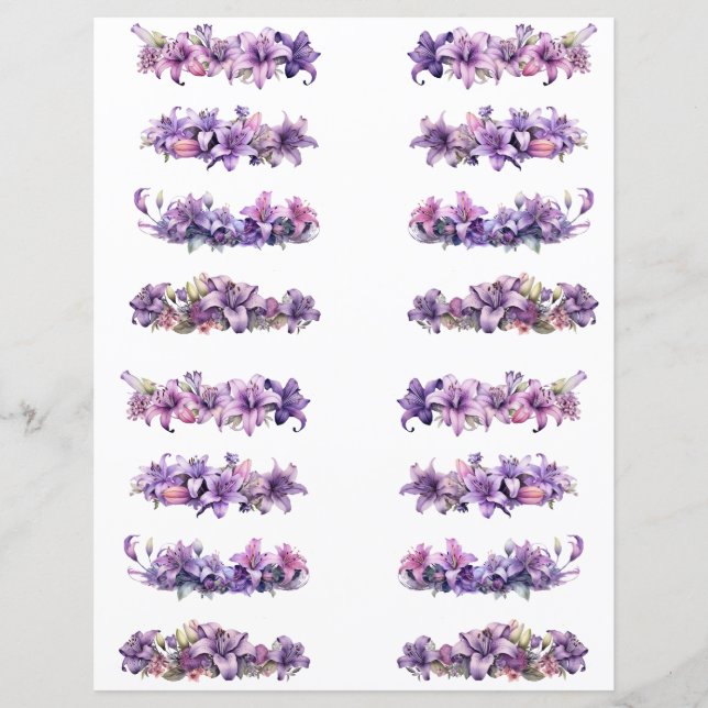 Lámina Borde de lirios de corte difuso morado (Anverso)