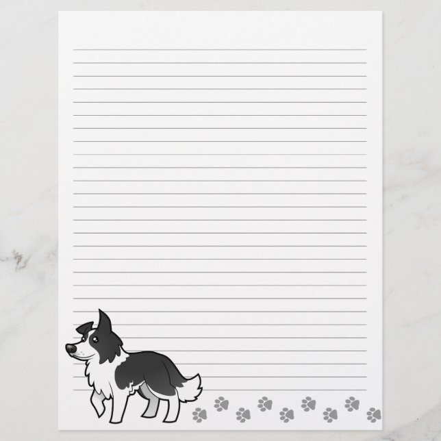 Lámina Border Collie de Dibujos Animados (Anverso)