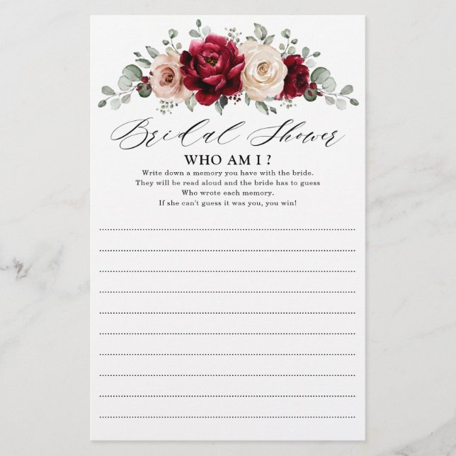 Lámina Borgoña Champagne Ivory Mauve quién soy yo juego (Anverso)