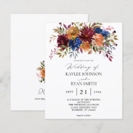 Lámina Borgoña presupuestal, marina, Naranja Boda floral 