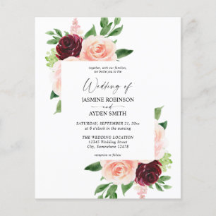 Lámina Borgoña presupuestal y Boda floral Rubor Pink 4