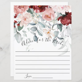 Lámina Borgoña Rubor Pink Floral Advice para la novia