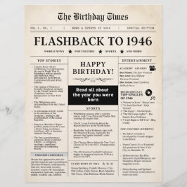 Lámina Born in 1946 Mock Newspaper sepia