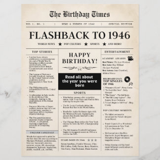 Lámina Born in 1946 Mock Newspaper sepia