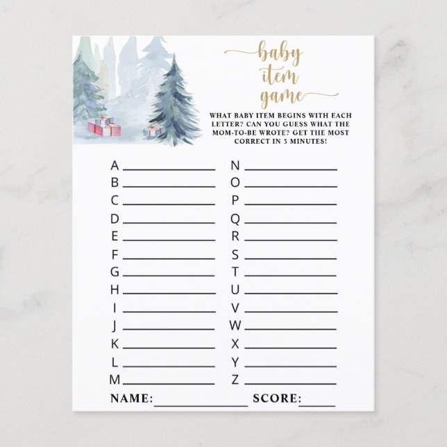 Lámina Bosque azul invernal \ Juego de artículos para beb (Anverso)