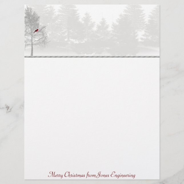 Lámina Bosque Blanco Nevado con Cardinal Rojo (Anverso)