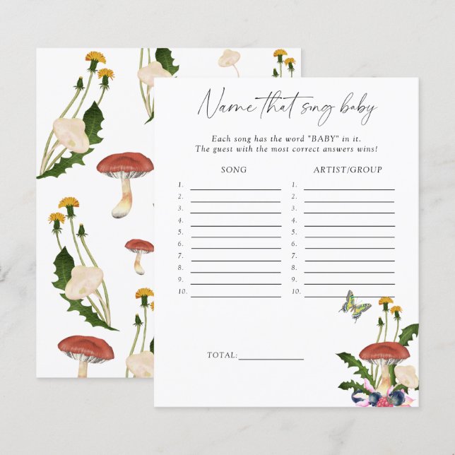 Lámina bosque de hongos - Nombra a esa canción, juego de  (Anverso / Reverso)
