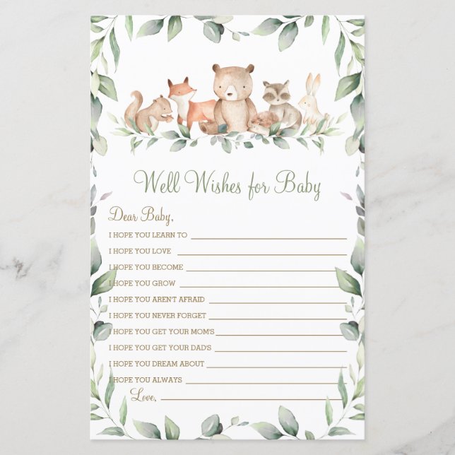 Lámina Bosque de vegetación animal y deseo de caza de beb (Anverso)