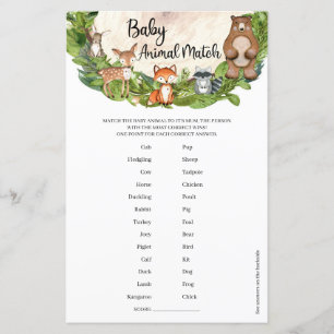 Lámina Bosques de bosque vegetal Baby Animal Match