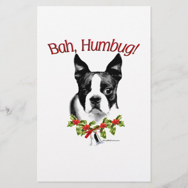 Lámina Boston Terrier Bah Humbug (Anverso)