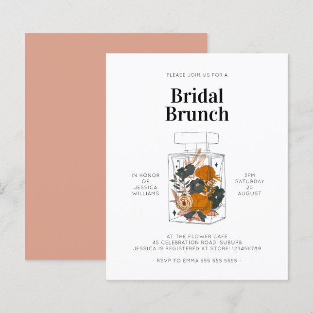 Lámina Botella de perfume rosada de flores de presupuesto (Anverso / Reverso)